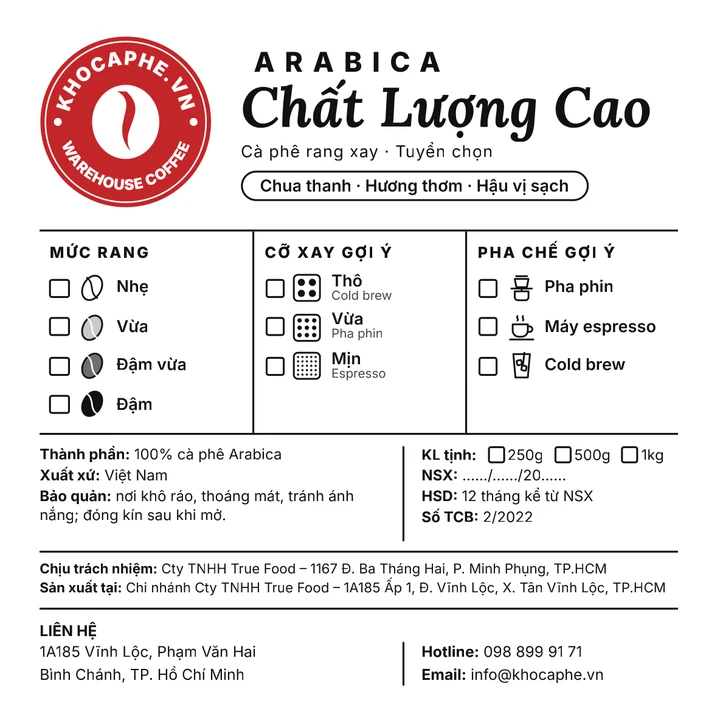 ARABICA Chất Lượng Cao – KHOCAPHE.VN