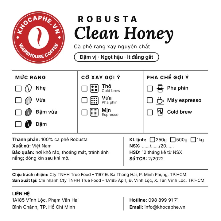 ROBUSTA Clean Honey – KHOCAPHE.VN